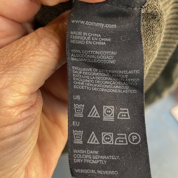 Men’s Tommy Hilfiger Sweater Men’s size XL , V-Neck army green 100%‎ cotton - Picture 4 of 11